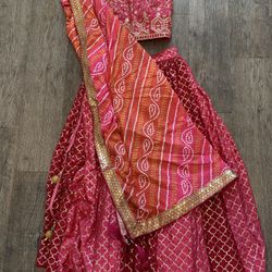 Cotton Silk Lehenga In Fuchsia