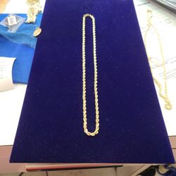 10 K Y SOLID GOLD ROPE HOLLOW CHAIN 3MM 20 INCHES