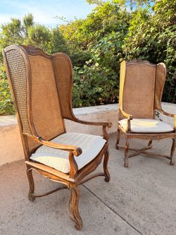 1920’s Hollywood regency double Cane Wingback Armchairs – Set of 2