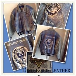 GEORGETOWN VINTAGE LEATHER LETTERMENS BOMBER NEW M