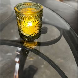 Olive/sage votive holders and table runners