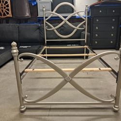Silver Metal Twin Size Bed Frame