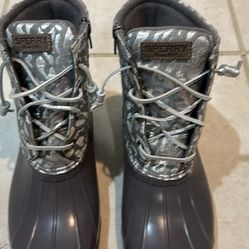 WOMEN'S SPERRY SYREN GULF DUCK BOOTS Gray Size 11