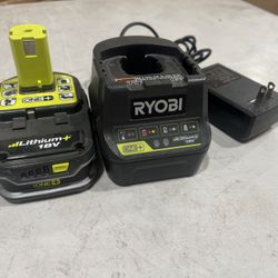 Ryobi 18-Volt ONE+ 1.5Ah Compact Lithium-Ion Battery & Charger P107