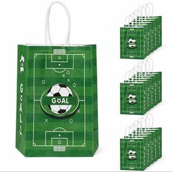 12PCS Soccer Favor Paper Bags, Soccer Goodie Bags, Soccer Bag for 12pcs
