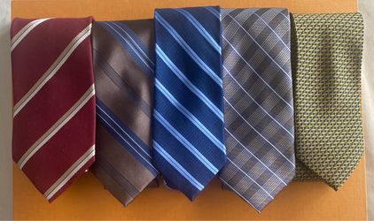 Lot of 5 Men's Dress Ties - Excellent Condition - Calvin Klein, Pura Seta- Made in Italy, Etc.