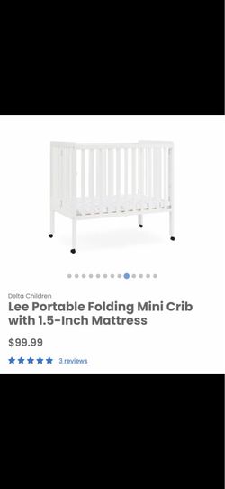 Lee portable folding  mini crib with mattress/ crib/ baby/ nursery/ furniture/ bed/ travel/ New