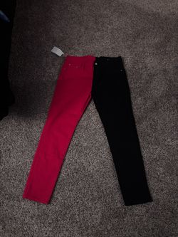 Two Tone Red and Black Skinny Jeans