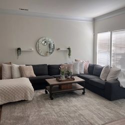 Spacious grayish-blue L-shaped sectional couch