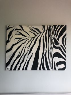 Zebra Oil Painting 30” x 40” Hand Painted 