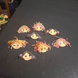 Whimsical Cabbage Patch Kids Style Brooches, Vintage 80's W/Yarn Hair - Your Choice $3 Each