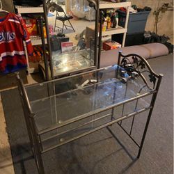 Double Glass Vanity with Chair 