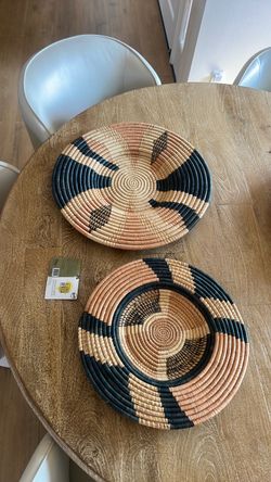 Hand woven Raffia wall decor baskets
