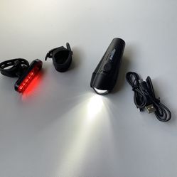 USB Rechargeable Bike Lights Set, Bike Headlight And Rear Lights
