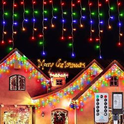 Brightown Christmas Icicle Lights Outdoor, 66 Feet 138 Drops with 736 LED, 8 Modes Waterproof Connectable Twinkle Fairy String Light for Christmas Tha