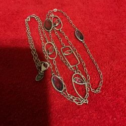 32” Vintage Sterling Silver 925 Solid Necklace With Multi Colored Stones