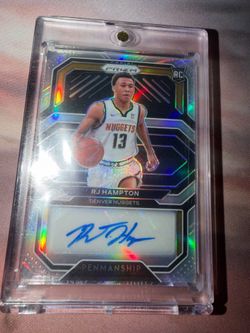 RJ Hampton 2020-21 Prizm Penmanship Silver Prizm Rookie Auto Parallel RC NBA
