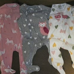 Carters Infant Girls Sleepers 3 -9 Months