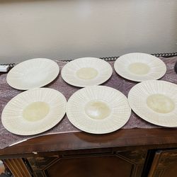 Set of 6 Antique Irish Belleek Plate 8”The Neptune Pattern.