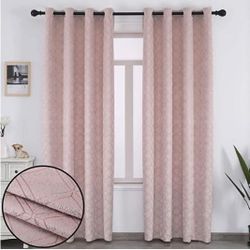 Velvet Curtains with Geometric Pattern, Super Soft Privacy Noise Reducing Blackout for Living Room(2 Panels)