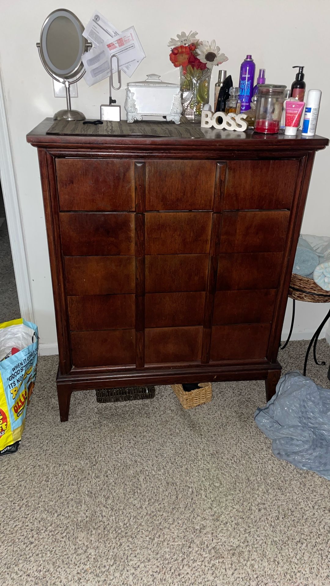 2 Teak Dressers King Headboard 2 Side Tbls