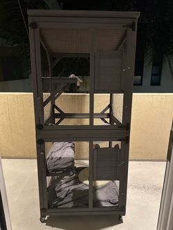 Cat House Outdoor Catio Cat Enclosures on Wheels 70.9" Kitty House Waterproof Roof