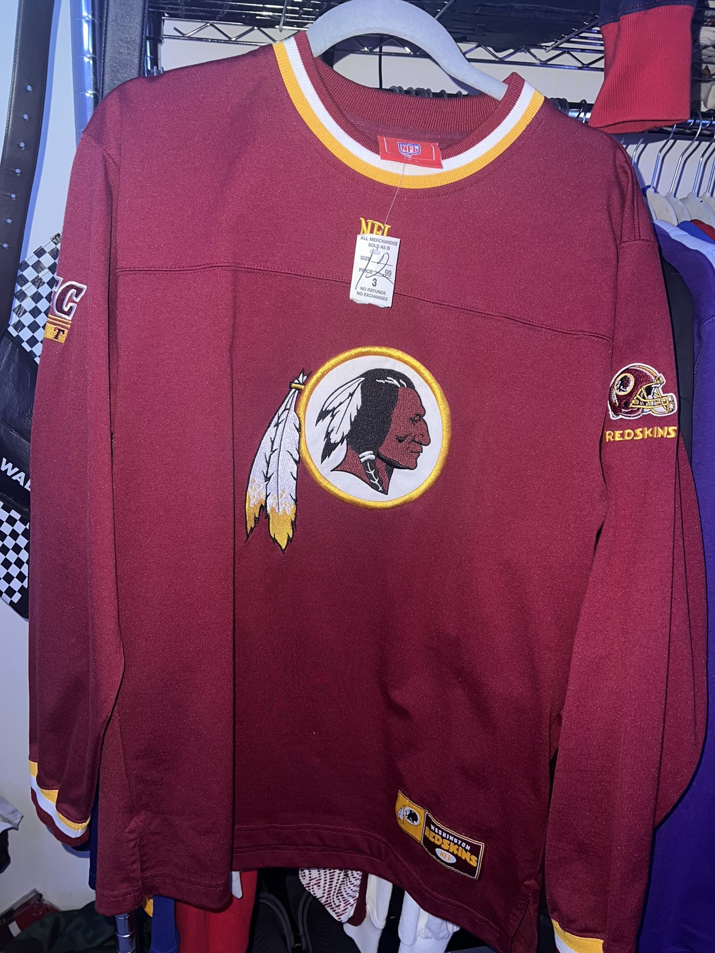 Mens Vintage Washington Redskins Long sleeve T Shirt for Sale in