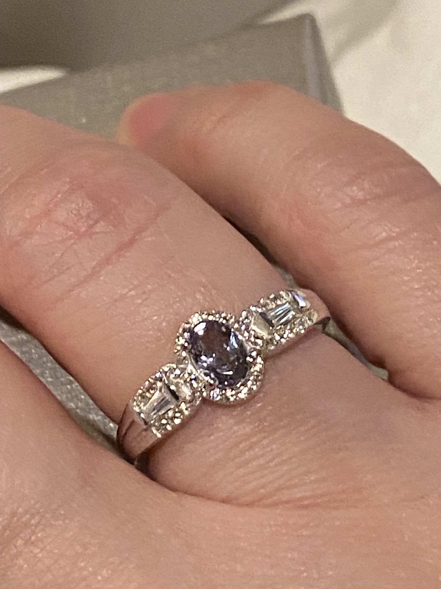 Peacock Tanzanite & Zircon Ring - Sz 7 - new
