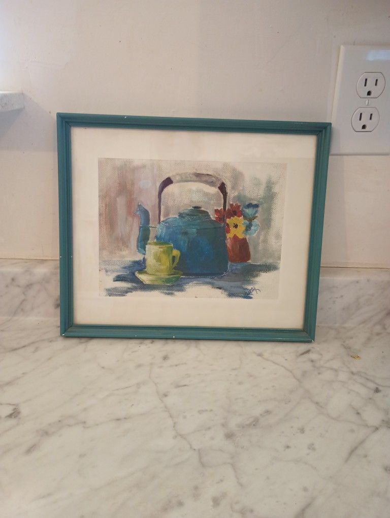 Acrylic Canvas Painting Of Tea Pot 