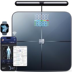 Smart Scale for Body Weight, 8-Electrode Larger Platform Digital Scale for Weight Fat BMI 50 Body Composition Measurement, Bluetooth & Wi-Fi Digital B