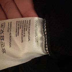 Black on black denim tear hoodie