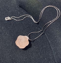 Rose Quartz Necklace (16 inches; 925 silver chain)