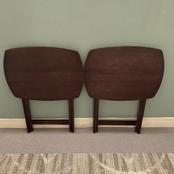 LARGE, Very Heavy (approx. 15-18 lbs.), OVAL-Shaped, Folding WOOD Tray Table - firm posted price is BOTH TABLES together.