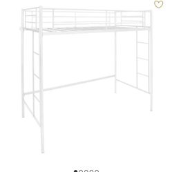 White Metal Twin Loft Bed