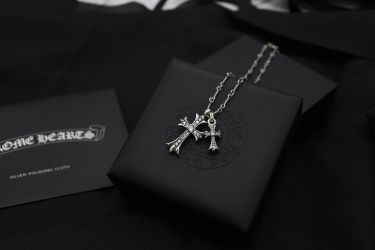 Chrome Hearts Double Cross Baby Fat with Pave Diamond Pendants