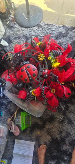 Lady bug welcome wreath handmade 27"
