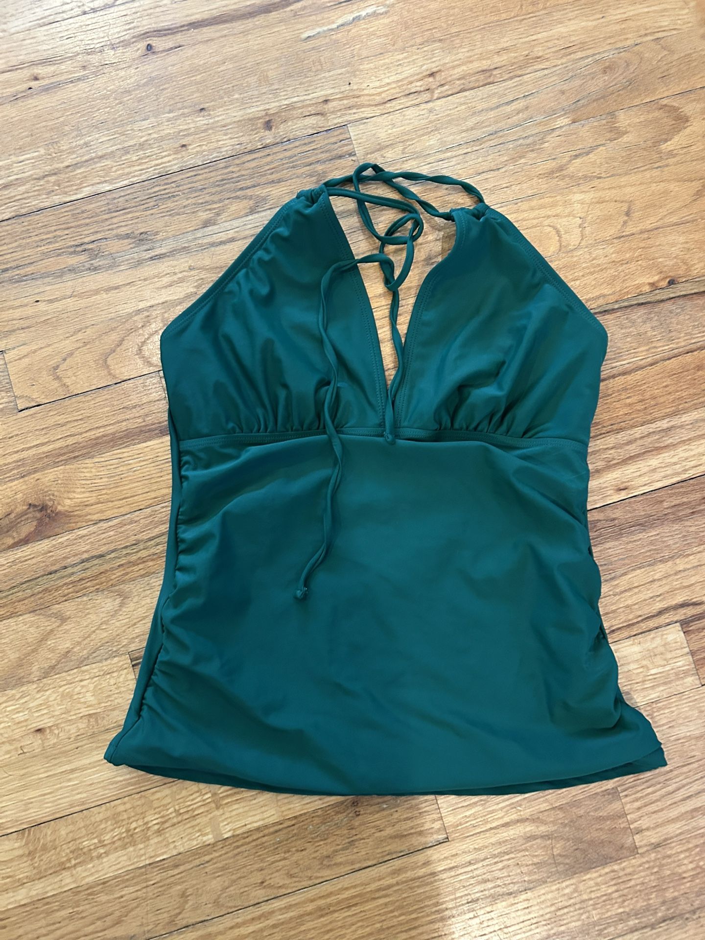 Teal green halter neck swim top with tie back size large