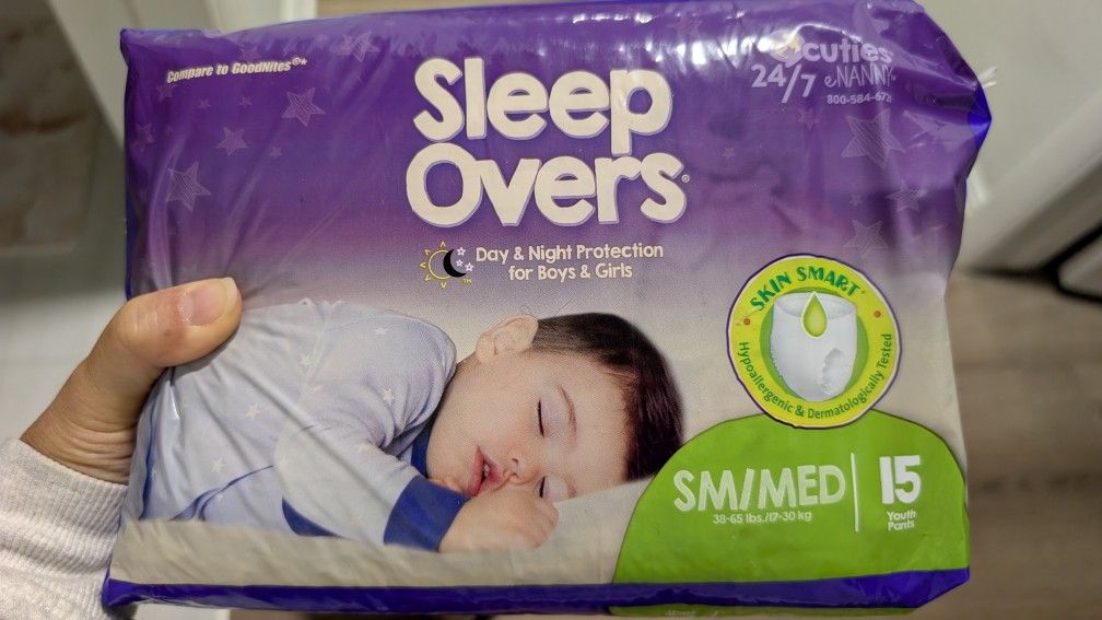 Cuties Sleep Overs Youth Absorbent Diaper Underwear Small/Medium 38 to 65 lbs.