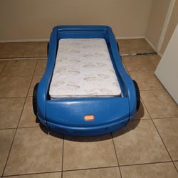 Little Tikes Blue Car Bed With Base And Mattress 