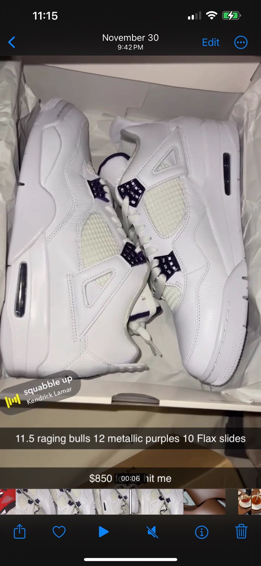 JORDAN 4 Metallic Purple SZ12 Men’s