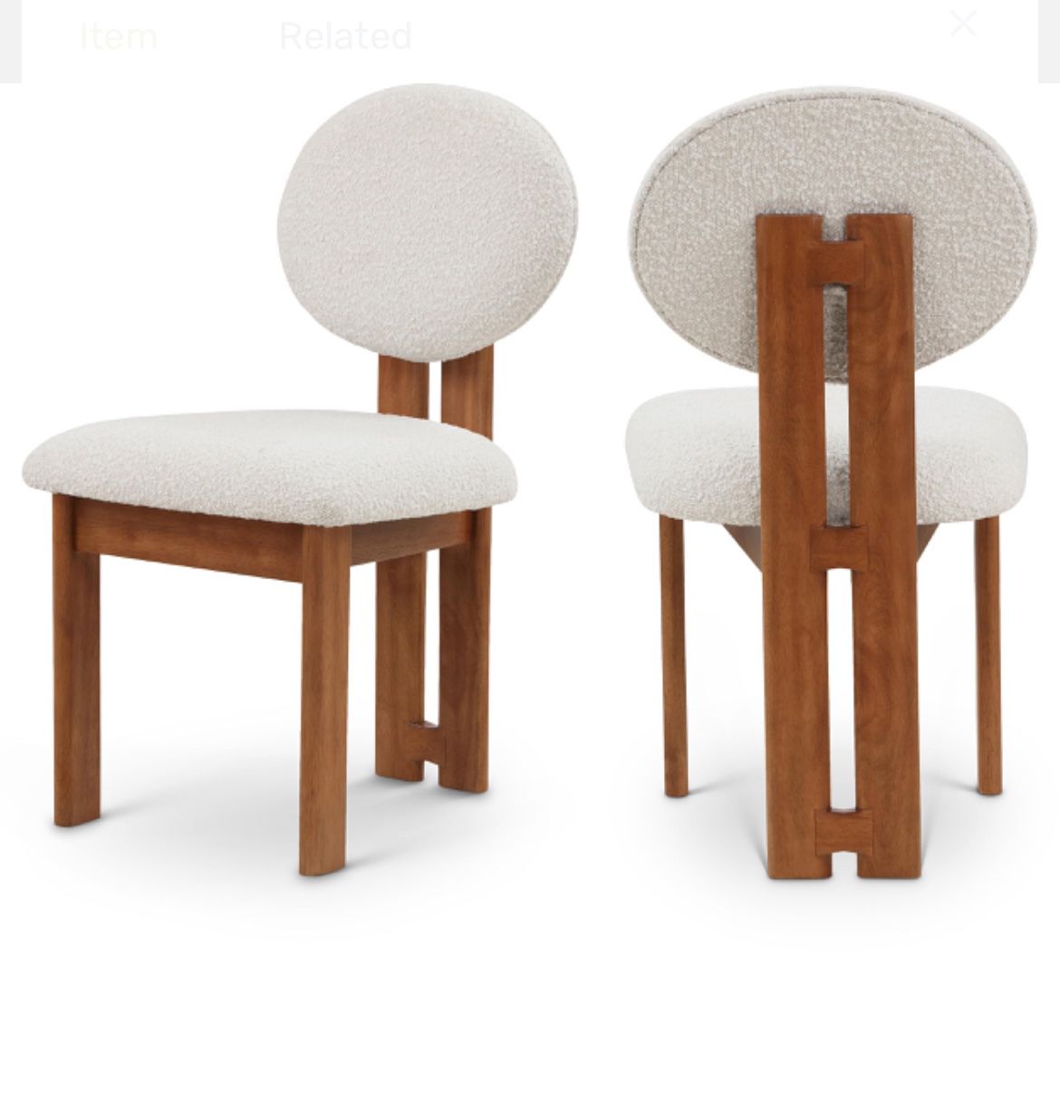 Brand New Napa Boucle Fabric Dining Chair (Set of 2