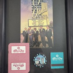 Rat pack picture With Sands Playing Card, Chip And Matches 