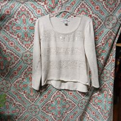 Forever 21 Off-White Sequin Top, Size S