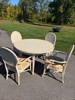 While bamboo wicker dining set