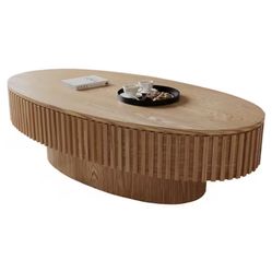 Modern 47.2 in. Brown Oval Coffee Table with Storage