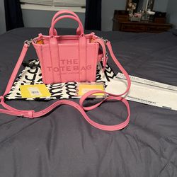 Marc Jacobs The Leather Mini Tote Bag in Candy Pink