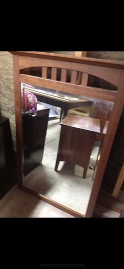 Dresser 65” L 32” H 19” W 2 night stands 25” L 23” H 17” W Mirror