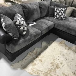 Kumasi Smoke Grey 2 Piece L Shaped Sectional Couch With Chaise 