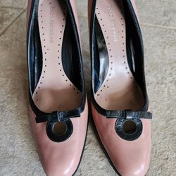 Enzo Angiolini Heels Blush/Black Leather Size 9M EUC $28 Blush leather