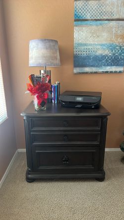 Dark Wood Filing Cabinet 